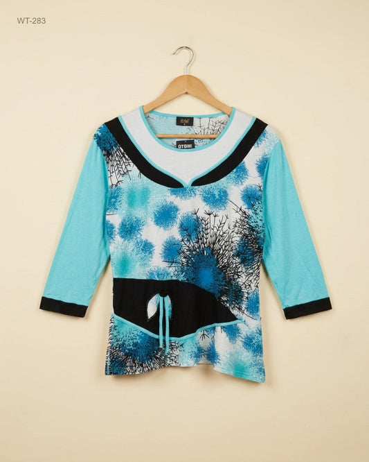 R.S.N (WT-283) Three-Quarter Sleeve Printed Top