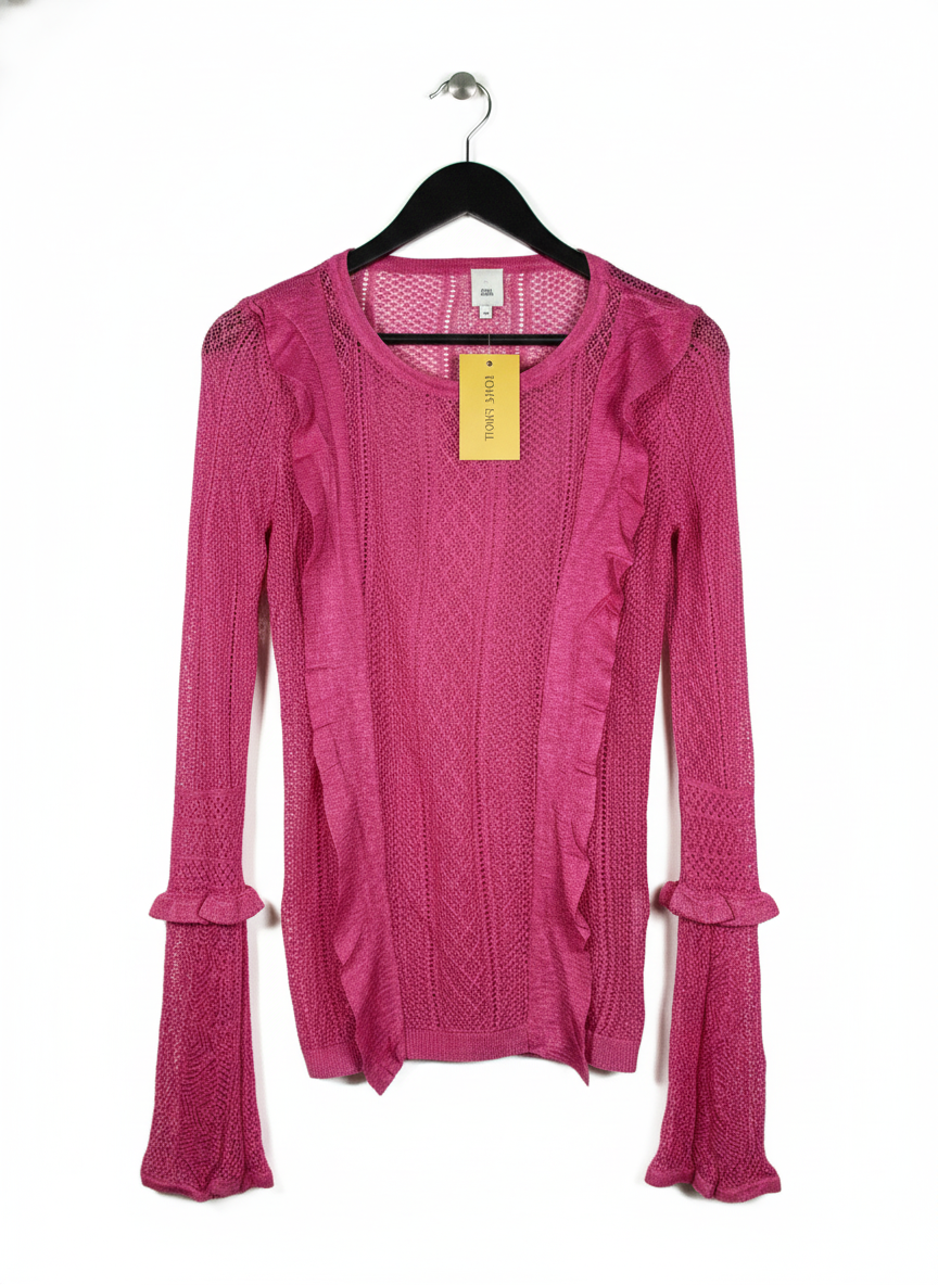 Preloved PREMIUM Winter Knitted Tops by RIVER ISLAND, PINK ACRYLIC for Women - OTS Thrift Shop Lahore Pakistan