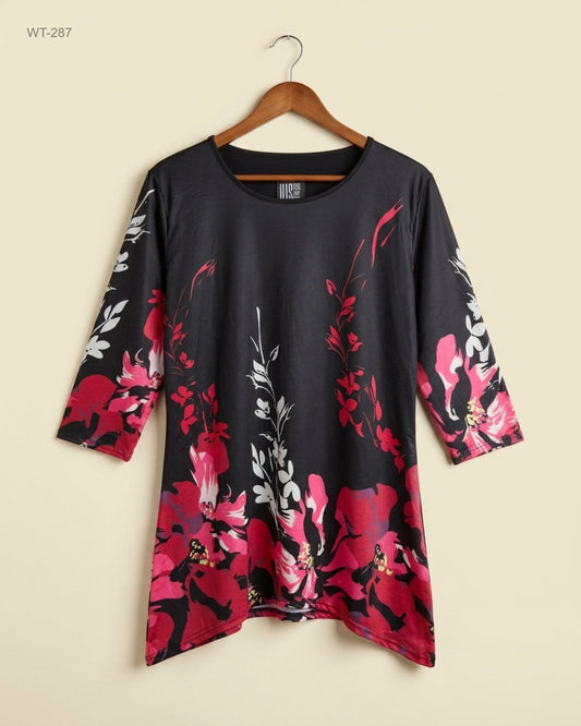 CUT LABEL (WT-287) Floral Print Tunic Top