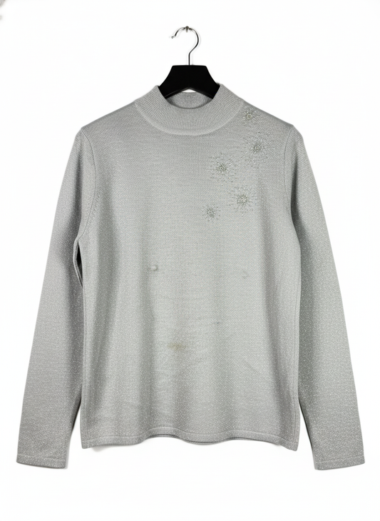 Shop PREMIUM Winter Knitted Tops by BM | Preloved Branded Clothes | LIGHT GREY ACRYLIC | Women | OTS Thrift Store Karachi Pakistan