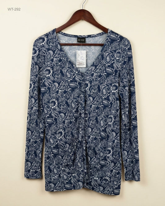 B. YOU (WT-292) Long-Sleeved Paisley Cardigan