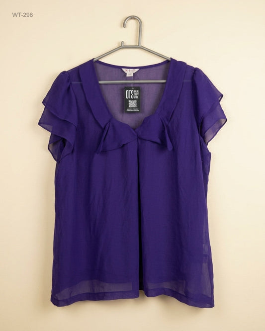 GLAMOROSA (WT-298) Flutter-Sleeve Chiffon Blouse