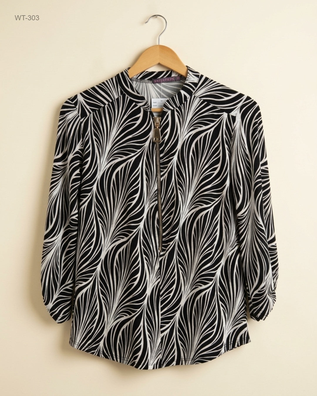 KATE PIPPA (WT-303) Half-Zip Patterned Blouse