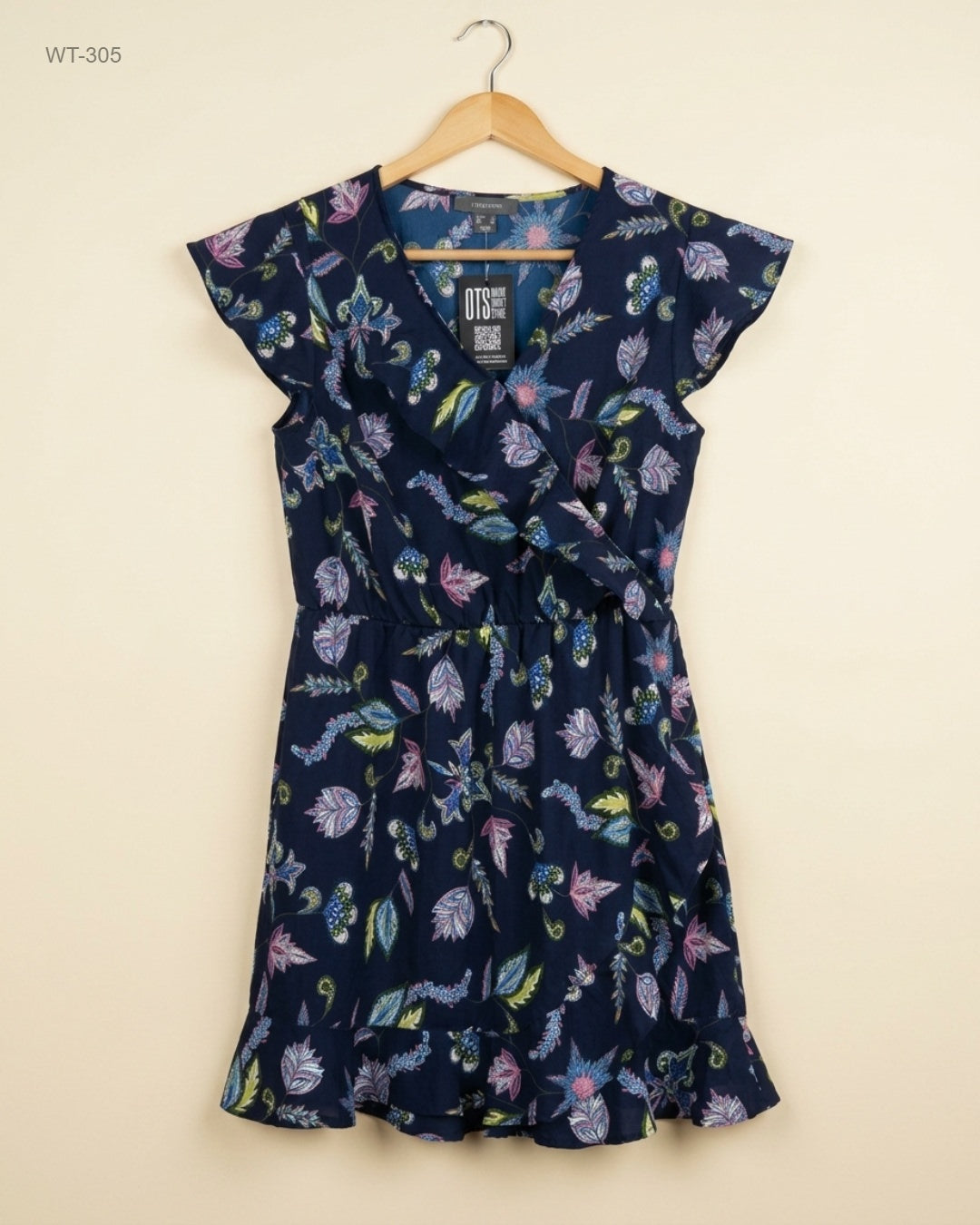 PRIMARK (WT-305) Floral Faux-Wrap Mini Dress