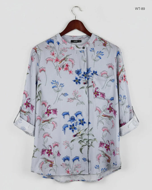 Secondhand Branded Womens Summer Tops by OASIS, Gray Viscose fabric, Excellent condition, for Women - Online Thrift Shop Islamabad Pakistan