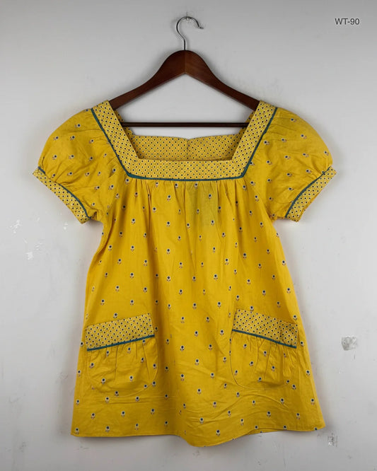 Womens Summer Tops | Benim-co | Preloved Branded | Yellow Cotton | Premium | OTS Thrift Store Islamabad Pakistan