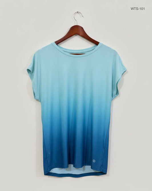 Secondhand Branded Womens Tshirts by DUNNES, Cyan Polyester fabric, Premium condition, for Women - Online Thrift Shop Islamabad Pakistan