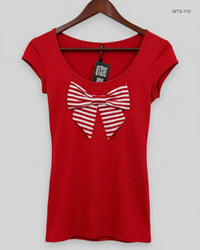 HOIPOLLOI Red Womens Tshirts (WTS-110)