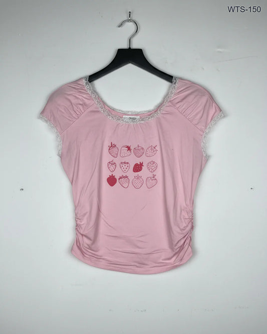 Shop Premium Womens Tshirts by ROMWE | Preloved Branded Clothes | PINK Cotton | | OTS Thrift Store Peshawar Pakistan