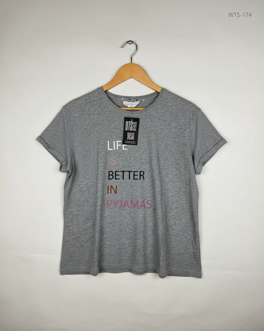 Womens Tshirts | DAY DREAM | Preloved Branded | Grey Cotton | Premium | OTS Thrift Store Islamabad Pakistan