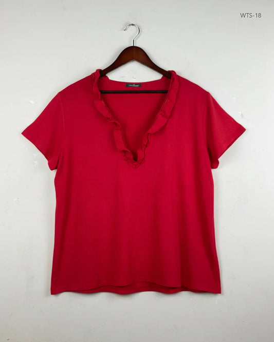 Secondhand Branded Womens Tshirts by BEL&BO, Red Cotton fabric, Premium condition, for Women - Online Thrift Shop Lahore Pakistan