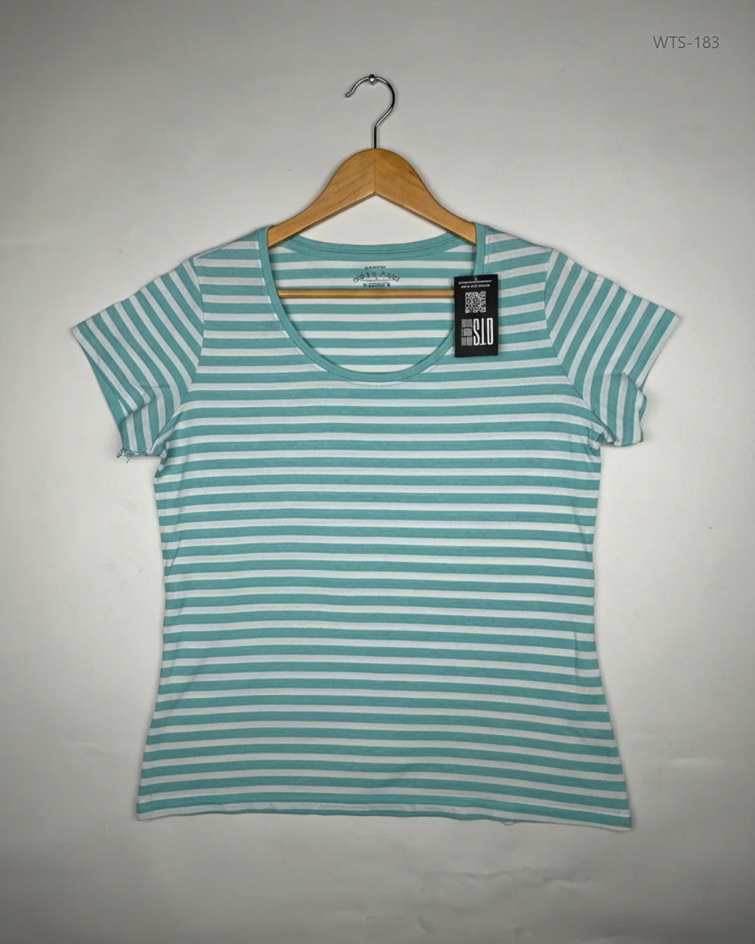 UK Imported secondhand Womens Tshirts - SANIYA brand, Cyan Cotton, Premium condition, for - Online Thrift Store Karachi Pakistan
