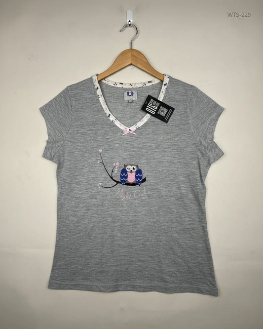Shop Premium Womens Tshirts by Night Owl | Preloved Branded Clothes | Gray Polyester | | OTS Thrift Store Karachi Pakistan