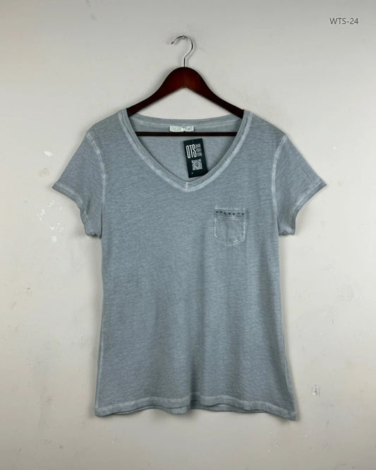 Shop Premium Womens Tshirts by Liberty island | Preloved Branded Clothes | Grey Cotton | Women | OTS Thrift Store Lahore Pakistan