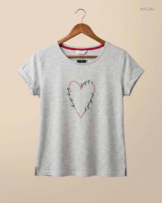 Secondhand Branded Womens Tshirts by Sleep well, Grey Cotton fabric, Premium condition, for Womens - Online Thrift Shop Lahore Pakistan