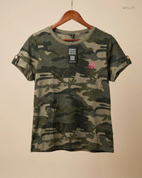 RIVER ISLAND (WTS-271) Army Green Womens Tshirt