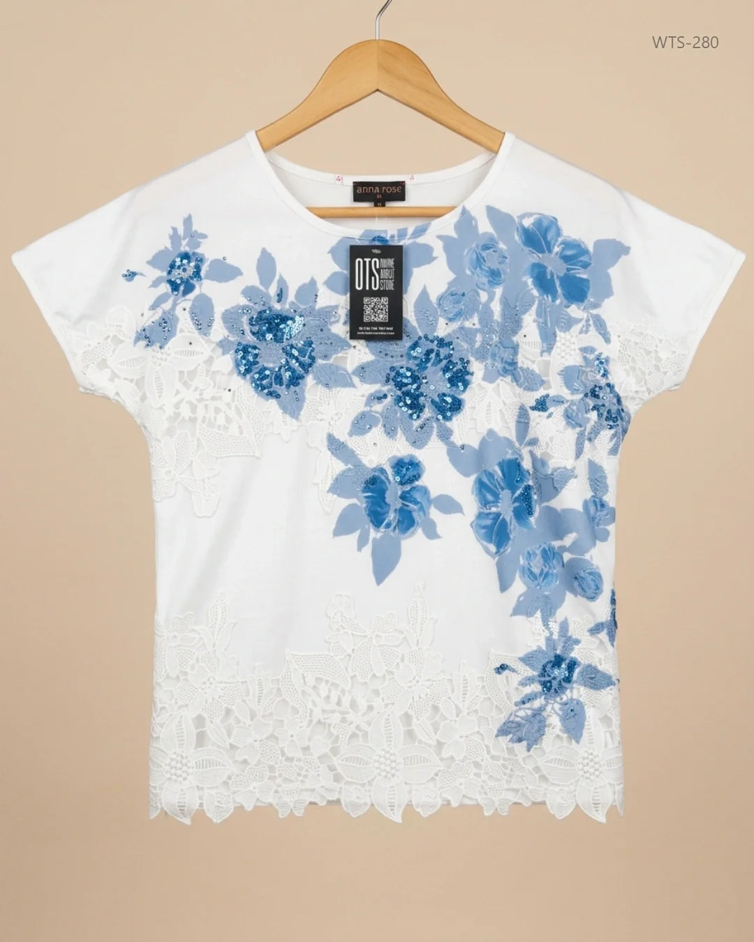 ANNA ROSE (WTS-280) Sky Blue Womens Tshirt