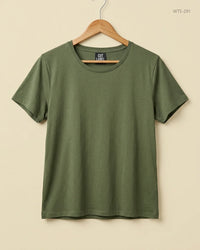 CUT LABEL (WTS-291) Olive Green Womens Tshirt