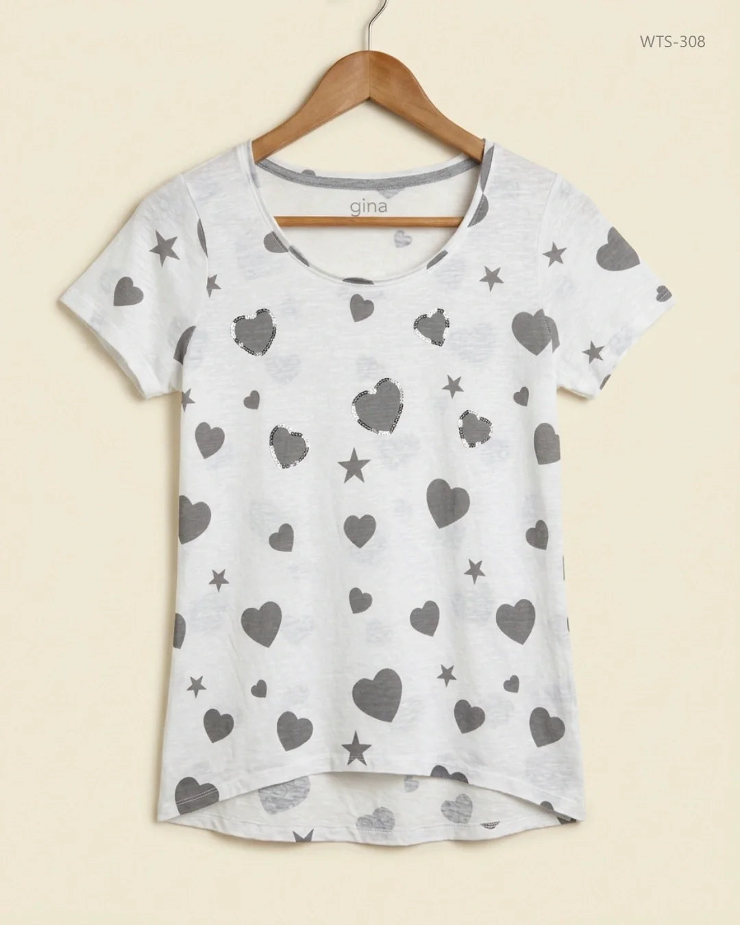 GINA (WTS-308) White Womens Tshirt