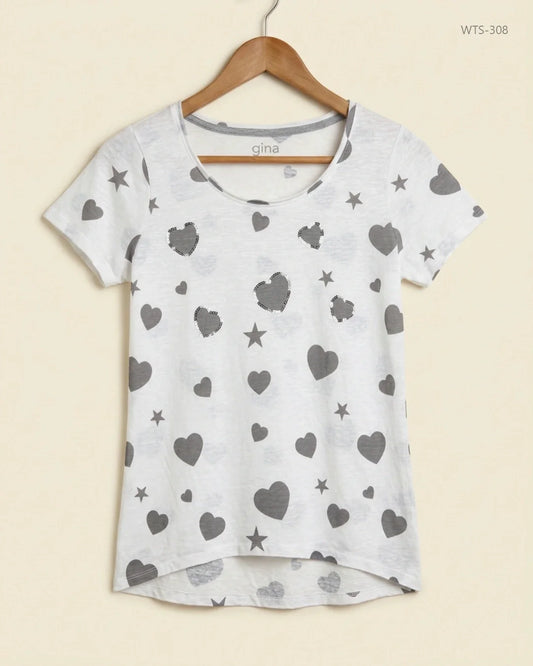 Secondhand Branded Womens Tshirts by gina, White Cotton fabric, Premium condition, for Womens - Online Thrift Shop Karachi Pakistan