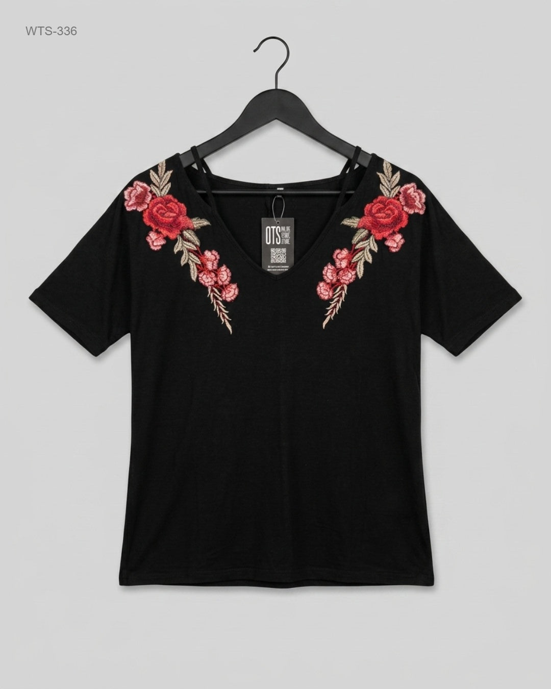 CUT LABEL (WTS-336) Embroidered Cold-Shoulder Top