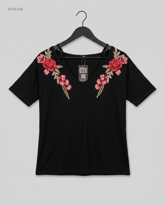 Shop Premium Womens Tshirts by CUT LABEL | Preloved Branded Clothes | Black Cotton | Womens | OTS Thrift Store Lahore Pakistan