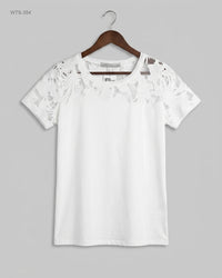 ASHLEY BROOKE (WTS-354) Lace-Trim Knit Top