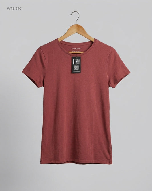 UK Imported secondhand Womens Tshirts - Primark brand, Maroon Cotton, Premium condition, for Womens - Online Thrift Store Peshawar Pakistan