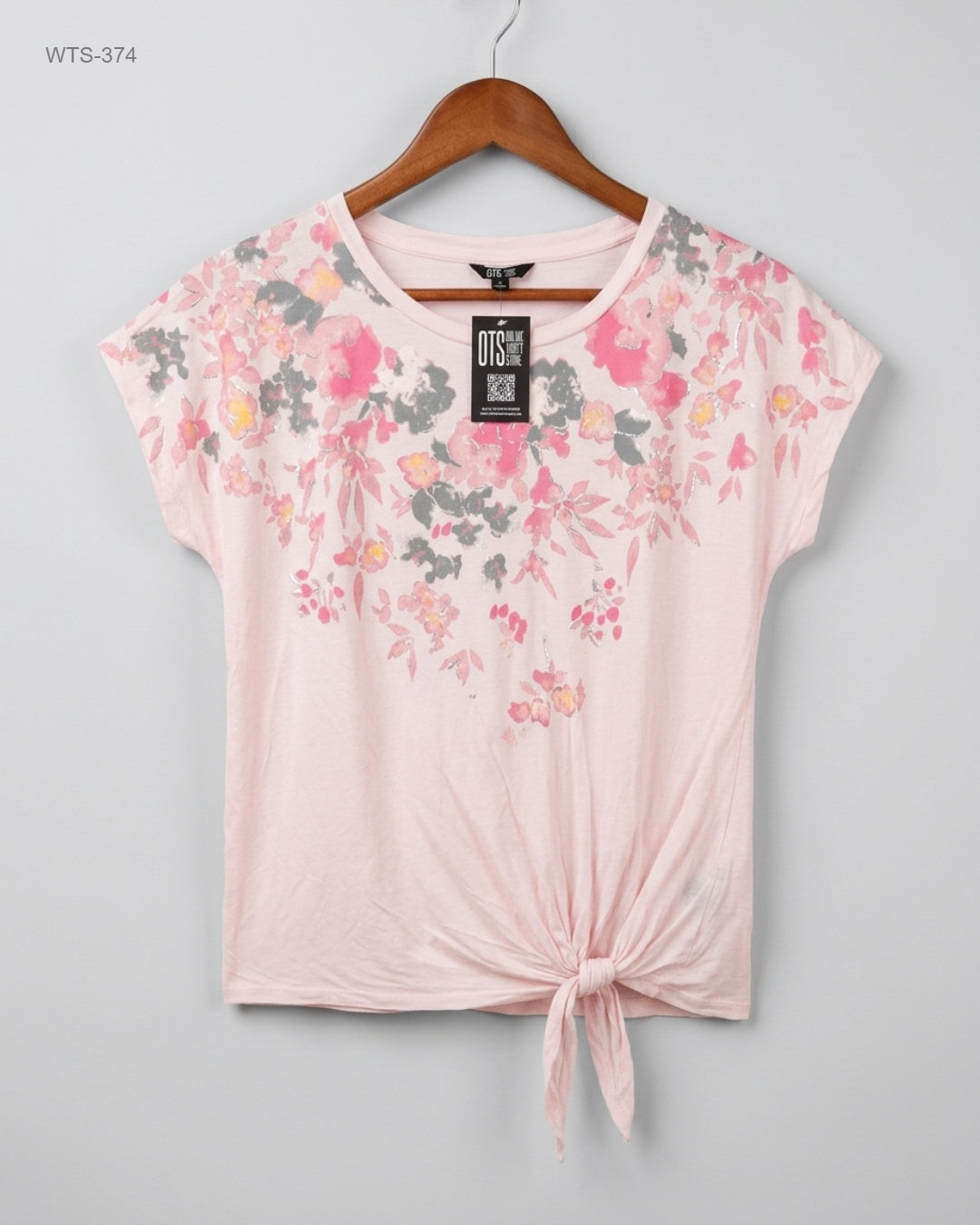M&Co (WTS-374) Tie-Front Floral T-Shirt