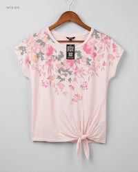 M&Co (WTS-374) Tie-Front Floral T-Shirt