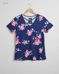 CUT LABEL (WTS-376) Floral V-Neck T-Shirt