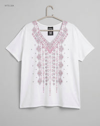 CUT LABEL (WTS-384) V-Neck Printed T-Shirt
