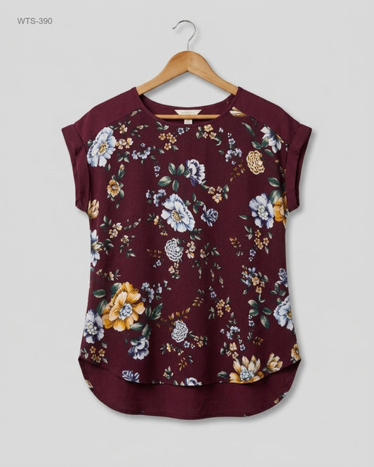 Womens Tshirts | F&F | Preloved Branded | Maroon Cotton | Premium | OTS Thrift Store Karachi Pakistan