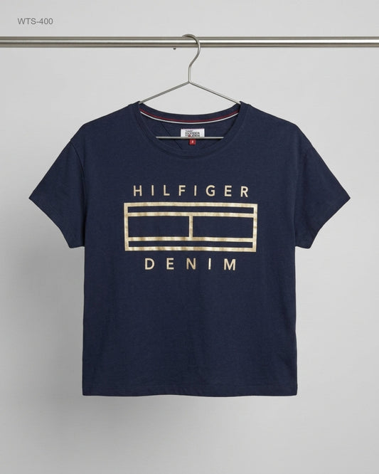 Womens Tshirts | Tommy Hilfiger | Preloved Branded | DarkBlue Cotton | Premium | OTS Thrift Store Islamabad Pakistan