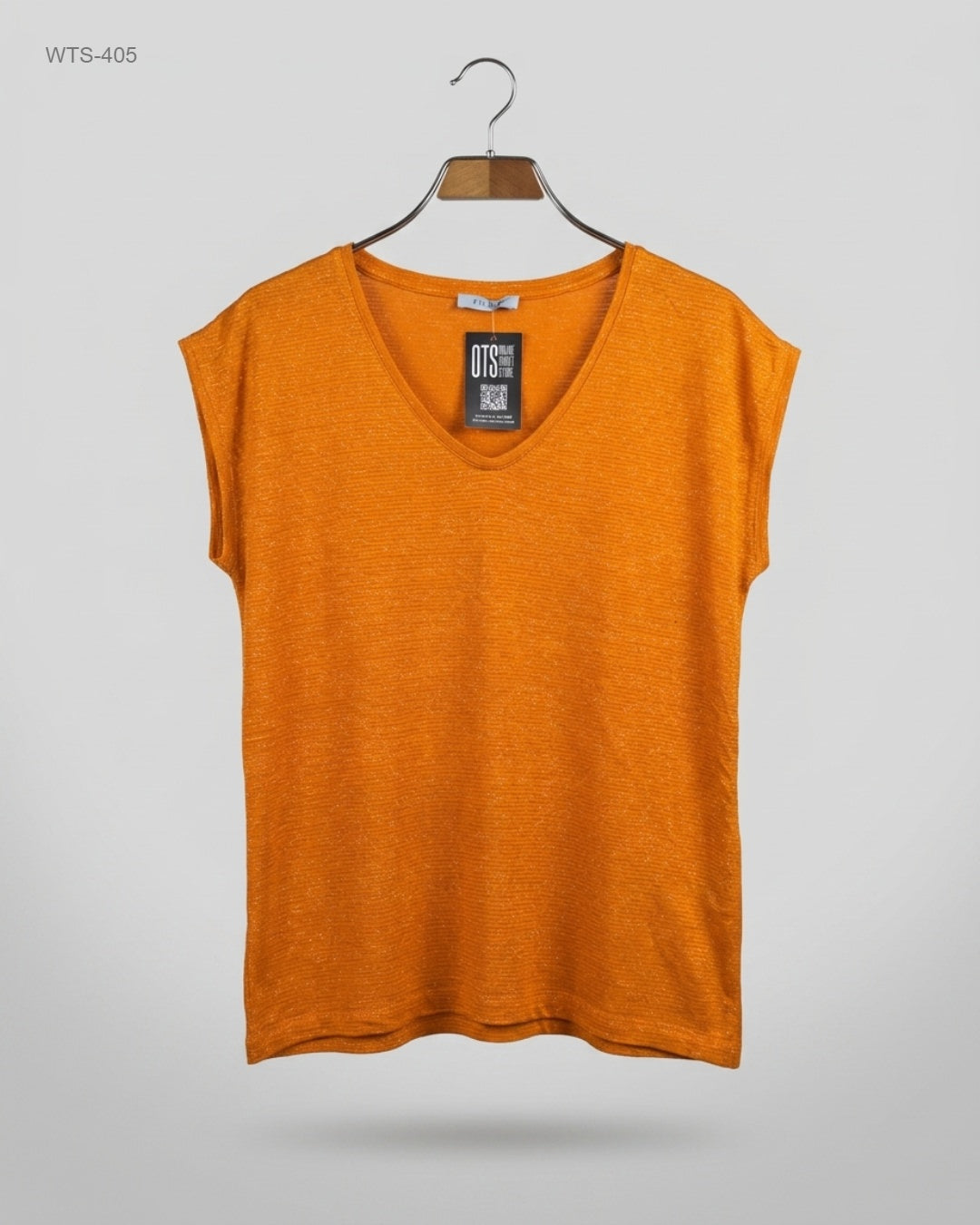 PIECES (WTS-405) Shimmer V-Neck Cap Sleeve Top