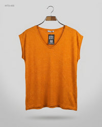 PIECES (WTS-405) Shimmer V-Neck Cap Sleeve Top
