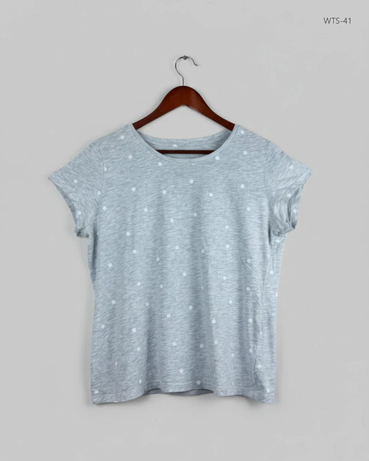 Secondhand Branded Womens Tshirts by Unknown, Grey Cotton fabric, Premium condition, for Women - Online Thrift Shop Peshawar Pakistan