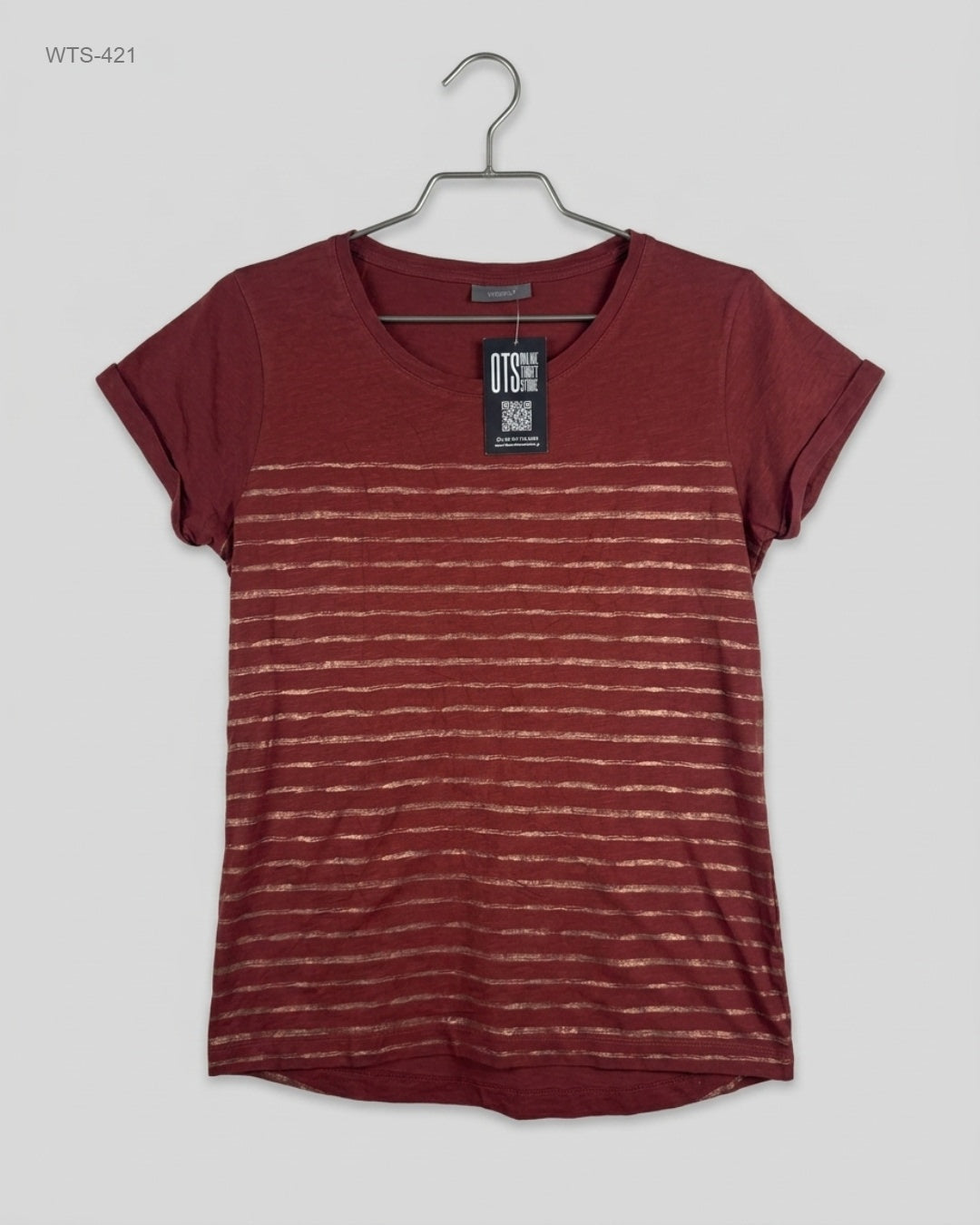 YESSICA (WTS-421) Metallic Striped T-Shirt