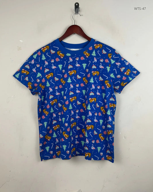 Womens Tshirts | Merry | Preloved Branded | Blue Cotton | Premium | OTS Thrift Store Islamabad Pakistan