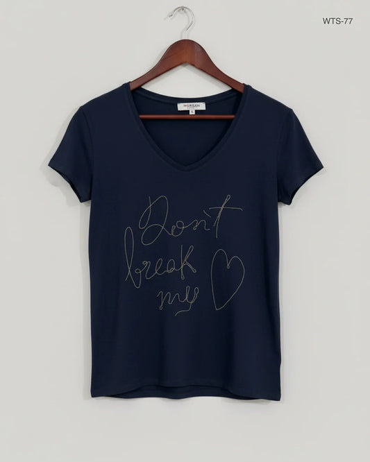 Preloved Premium Womens Tshirts by Morgan, Blue Polyester for Women - OTS Thrift Shop Lahore Pakistan