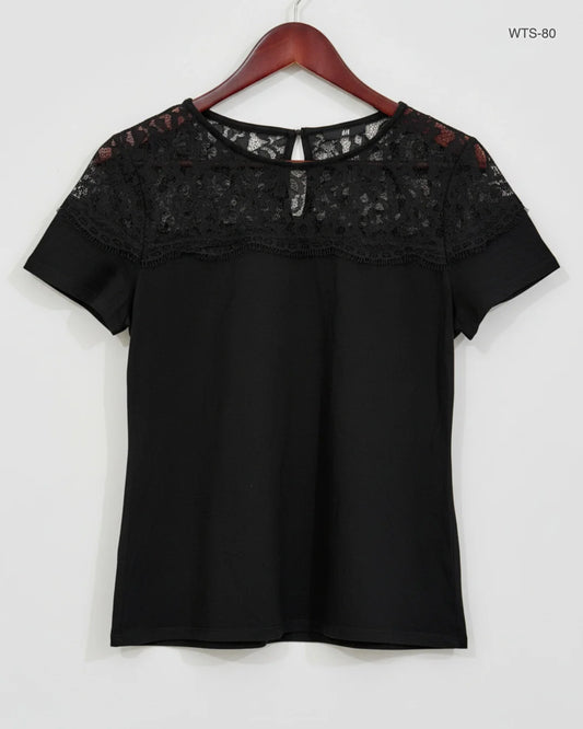 UK Imported secondhand Womens Tshirts - H&M brand, Black Cotton, Premium condition, for Women - Online Thrift Store Lahore Pakistan