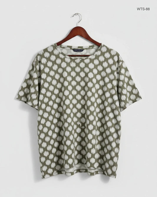 Womens Tshirts | Marks & Spencer | Preloved Branded | Mahndi & White Polyester | Premium | OTS Thrift Store Islamabad Pakistan