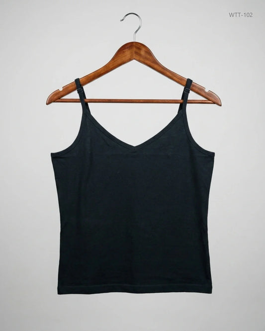 Premium Condition Womens Tank Top | Preloved Cut Label | Black Cotton | Thrift Shop for Womens Karachi Pakistan | OTS