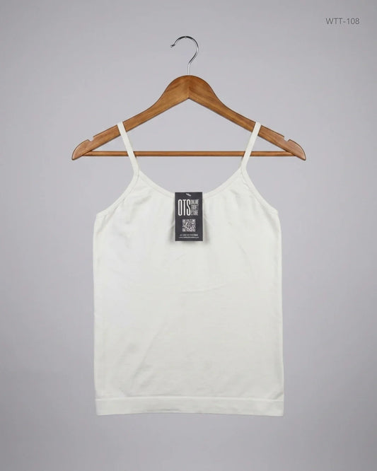 Shop Premium Womens Tank Top by Cut Label | Preloved Branded Clothes | OffWhite Polyester | Womens | OTS Thrift Store Peshawar Pakistan
