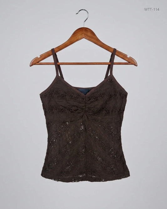 Good Condition Womens Tank Top | Preloved Secret Possessions | Brown Cotton | Thrift Shop for Womens Lahore Pakistan | OTS