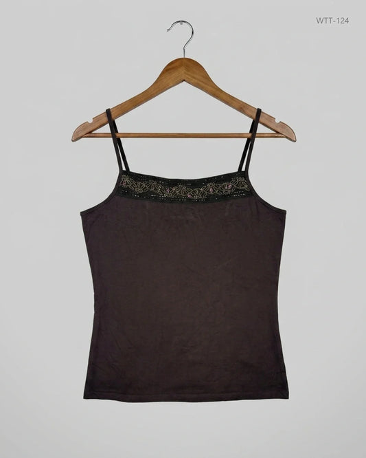 Womens Tank Top | YESSICA | Preloved Branded | Brown Cotton | Premium | OTS Thrift Store Karachi Pakistan