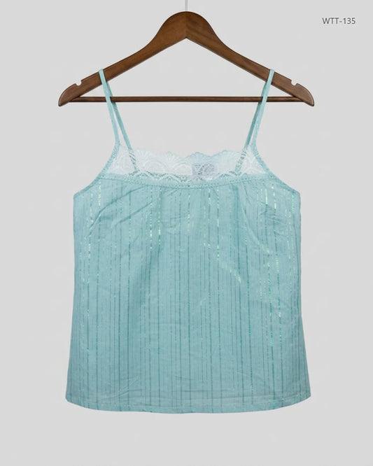 Secondhand Branded Womens Tank Top by TU, Cyan Cotton fabric, Premium condition, for Womens - Online Thrift Shop Islamabad Pakistan