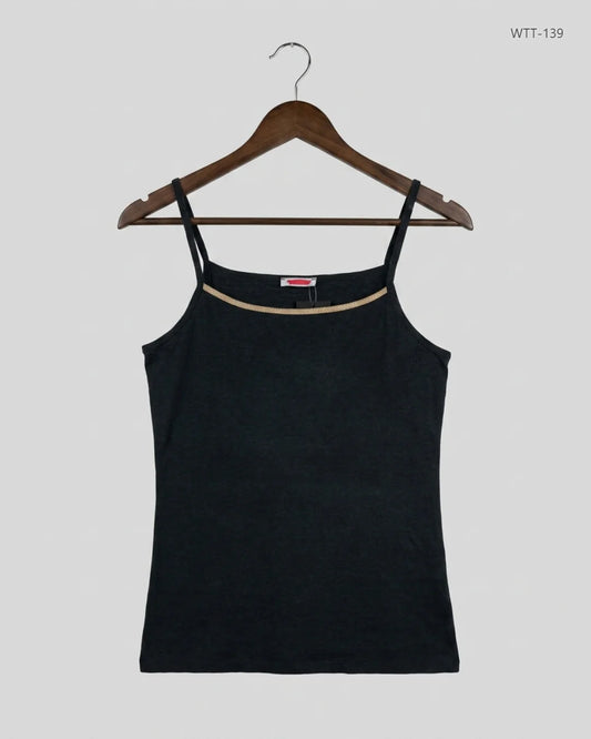 Womens Tank Top | Damart | Preloved Branded | Black Acrylic | Premium | OTS Thrift Store Lahore Pakistan