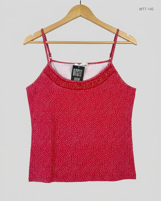 Preloved Premium Womens Tank Top by LIBERTY ISLAND, Red Cotton for Womens - OTS Thrift Shop Islamabad Pakistan