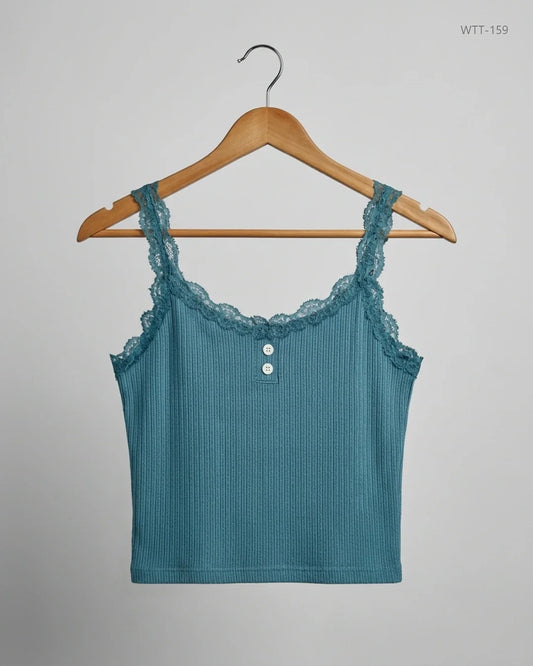 Premium Condition Womens Tank Top | Preloved CUT LABEL | Teal Polyester | Thrift Shop for Womens Karachi Pakistan | OTS